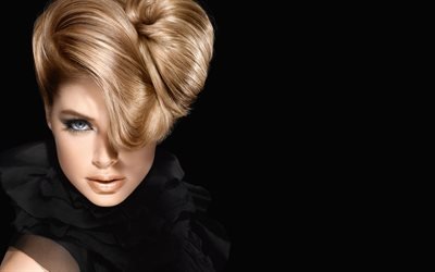 Barbara Palvin, photoshoot, hongrois modèle haut de gamme, robe de soirée noire, maquillage, blonde