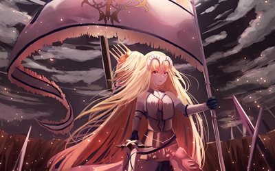 Fate Grand Order, Japanese anime games, female characters, art, manga