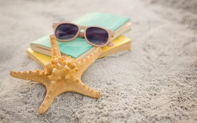 playa, estrellas de mar, accesorios de playa, verano, descanso, relajaci&#243;n, viajes conceptos