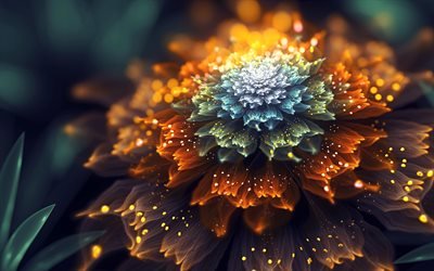 fractales, flores, arte 3d, creativo, arte fractal