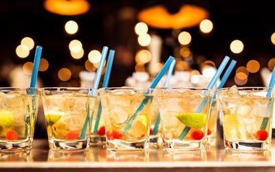 bar, alcoholic cocktails, glasses, bar rack, party, cocktails