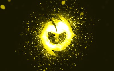 Paulo Dybala yellow logo, 4k, yellow neon lights, creative, yellow abstract background, Paulo Dybala logo, football stars, Paulo Dybala