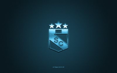 club sporting cristal, peruanischer fußballverein, blaues logo, blauer kohlefaserhintergrund, liga 1, fußball, peruanische primera division, lima, peru, club sporting cristal-logo