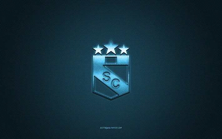 club sporting cristal, peruanischer fu&#223;ballverein, blaues logo, blauer kohlefaserhintergrund, liga 1, fu&#223;ball, peruanische primera division, lima, peru, club sporting cristal-logo