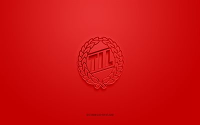 Tromso IL, creative 3D logo, red background, Eliteserien, 3d emblem, Norwegian football club, Norway, 3d art, football, Tromso IL 3d logo