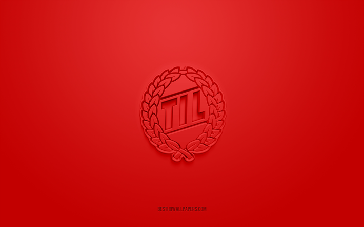 Tromso IL, creative 3D logo, red background, Eliteserien, 3d emblem, Norwegian football club, Norway, 3d art, football, Tromso IL 3d logo