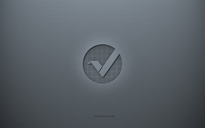 logo vertcoin, sfondo creativo grigio, segno vertcoin, texture carta grigia, vertcoin, sfondo grigio, segno vertcoin 3d