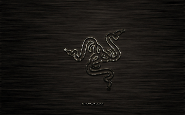 Razer carbon logo, Razer emblem, black metal texture, dark metal background, Razer logo, Razer