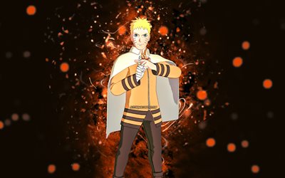 Seventh Hokage Naruto Uzumaki, 4k, orange neon lights, Fortnite Battle Royale, Fortnite characters, Seventh Hokage Naruto Uzumaki Skin, Fortnite, Seventh Hokage Naruto Uzumaki Fortnite