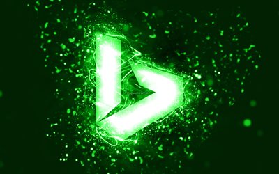 bing logo verde, 4k, luci al neon verdi, creativo, sfondo astratto verde, logo bing, sistema di ricerca, bing
