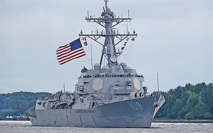 USS Jason Dunham, 4k, vector art, DDG-109, destroyer, United States Navy, US army, abstract ships, battleship, US Navy, Arleigh Burke-class, USS Jason Dunham DDG-109