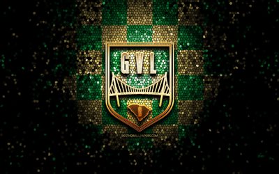 Greenville FC, glitter logo, USL League One, green brown checkered background, soccer, american football club, Greenville FC logo, mosaic art, football, FC Greenville