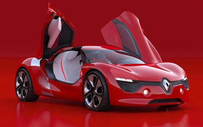 Renault DeZir, front view, red supercar, exterior, red DeZir, concepts, Renault