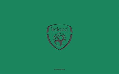 irlands fotbollslandslag, grön bakgrund, fotbollslag, emblem, uefa, irland, fotboll, irlands fotbollslag, europa