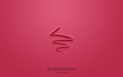 rhythmische gymnastik 3d-symbol, rosa hintergrund, 3d-symbole, rhythmische gymnastik, business-symbole, zeichen f&#252;r rhythmische gymnastik, business-3d-symbole