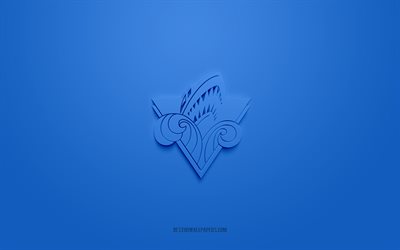 rimouski oceanic, kreatives 3d-logo, blauer hintergrund, qmjhl, kanadisches hockeyteam, usl league one, quebec, kanada, 3d-kunst, hockey, rimouski oceanic 3d-logo