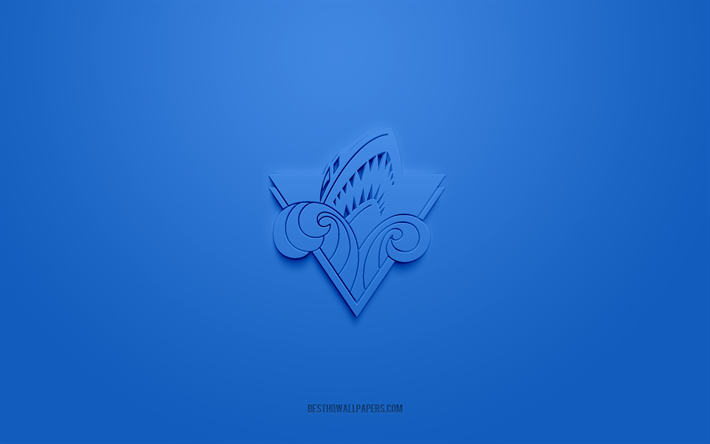 rimouski oceanic, luova 3d-logo, sininen tausta, qmjhl, kanadan j&#228;&#228;kiekkojoukkue, usl league one, quebec, kanada, 3d-taide, j&#228;&#228;kiekko, rimouski oceanic 3d-logo