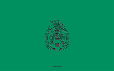 mexikos fotbollslandslag, grön bakgrund, fotbollslag, emblem, concacaf, mexiko, fotboll, mexikos fotbollslandslags logotyp, nordamerika