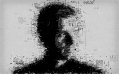 Armin van Buuren, 4k, portrait, face of the letters, newspaper art, Dutch DJ, creative art portrait, poster, typography