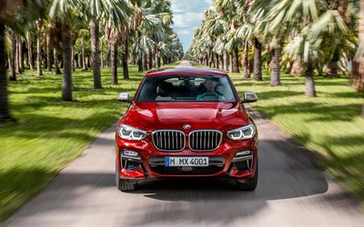 BMW X4, 2018, منظر أمامي, الخارجي, حمراء جديدة X4, الرياضية الكروس أوفر, السيارات الألمانية, BMW