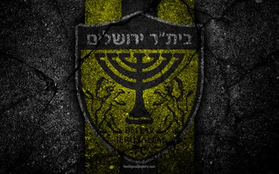 FC Beitar Jerusalem, 4k, Ligat haAl, Israel, black stone, football club, logo, Beitar Jerusalem, soccer, asphalt texture, Beitar Jerusalem FC