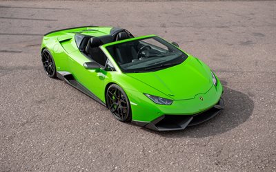 Lamborghini Huracan Spyder, Novitec Torado, 2018, verde, supercar, coup&#233; sportivo, verde Huracan, auto italiane, Lamborghini