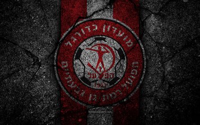 FC Hapoel Raanana, 4k, Ligat haAl, Israele, pietra nera, football club, il logo, l&#39;Hapoel Raanana, calcio, asfalto texture, Hapoel Raanana FC