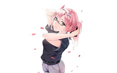 Zero Two, anime girl, pink hair, manga, DARLING in the FRANXX