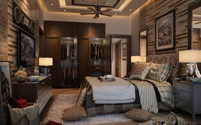 luxuoso design de interiores, quarto, confus&#227;o de conceitos, projecto de quarto, brown quarto, lindos m&#243;veis