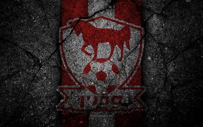 FC Bnei Sakhnin, 4k, Ligat haAl, Israel, black stone, football club, logo, Bnei Sakhnin, soccer, asphalt texture, Bnei Sakhnin FC