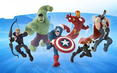 Thor, Homem De Ferro, Hulk, Capit&#227;o Am&#233;rica, Hawkeye, Vi&#250;va Negra, Arte 3D, Vingadores Infinito Guerra, 4k, 2018 filme, Vingadores