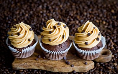 choklad kaka, bakverk, gul gr&#228;dde, choklad muffins, efterr&#228;tt