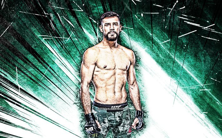 4k, Yair Rodriguez, grunge art, mexican fighters, MMA, UFC, Mixed martial arts, green abstract rays, Yair Raziel Rodr&#237;guez Portillo, UFC fighters, MMA fighters, Yair Rodriguez 4K
