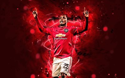 Odion Ighalo, 2020, Manchester United FC, Nigerian footballers, Premier League, Odion Jude Ighalo, neon lights, soccer, football, Man United