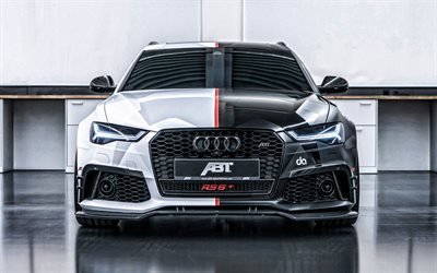 2020, el Audi RS6 Avant, vista de frente, optimizaci&#243;n RS6, blanco y negro RS6 Avant, los coches alemanes, ABT Sportsline, Audi