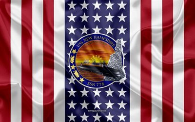 USS New Hampshire Emblem, SSN-778, American Flag, US Navy, USA, USS New Hampshire Badge, US warship, Emblem of the USS New Hampshire