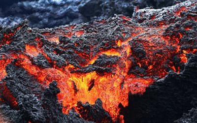 溶岩の質感, 4k, マクロ, 石像, 火災の背景, 赤色の溶岩焼き, 赤熱溶岩, 溶岩, 溶岩焼き