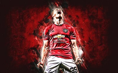 Scott McTominay, Manchester United FC, Premier League, portrait, red stone background, British footballer, Manchester United