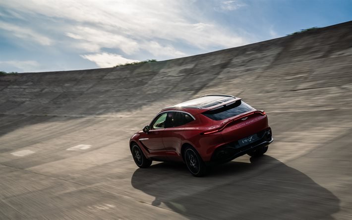 2020, Aston Martin DBX, front view, exterior, rear view, red luxury SUV, new red DBX, british cars, Aston Martin