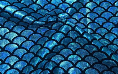 blau squama textur, stoff blau textur, holographischen stoff, textur, blauer stoff hintergrund