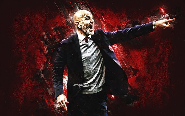 Stefano Pioli, AC Milan coach, italian coach, portrait, Serie A, Italy, football, red stone background