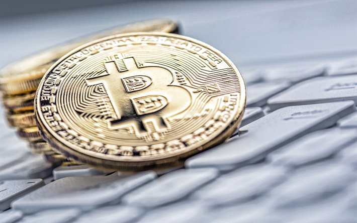 Bitcoin, altın para, Bitcoin altın işareti, cryptocurrency, Maliye kavram, dijital teknolojiler, Bitcoin işareti