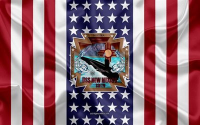 USS New Mexico Emblem, SSN-779, Amerikanska Flaggan, US Navy, USA, USS New Mexico Badge, AMERIKANSKA krigsfartyg, Emblem av USS New Mexico
