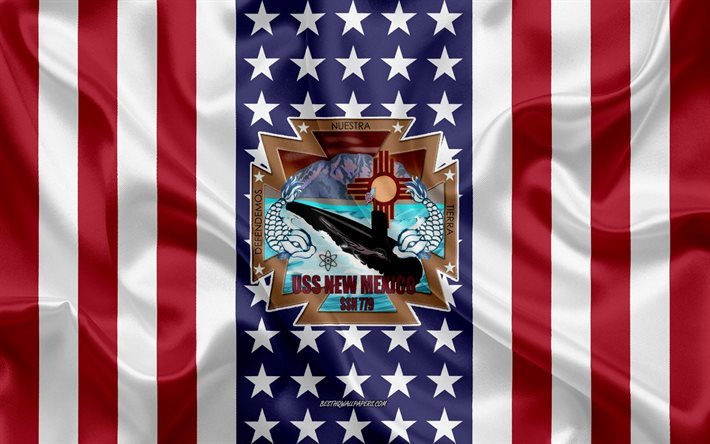 USS New Mexico Tunnus, SSN-779, Amerikan Lippu, YHDYSVALTAIN Laivaston, USA, USS New Mexico Rintanappi, YHDYSVALTAIN sotalaiva, Tunnus USS New Mexico