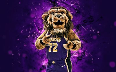 Bailey, 4k, mascot, Los Angeles Lakers, abstract art, NBA, creative, USA, Los Angeles Lakers mascot, NBA mascots, official mascot, Bailey mascot