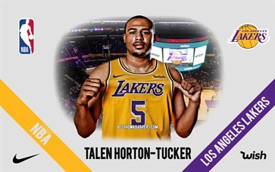 Talen Horton-Tucker, Los Angeles Lakers, American Basketball Player, NBA, portrait, USA, basketball, Staples Center, Los Angeles Lakers logo