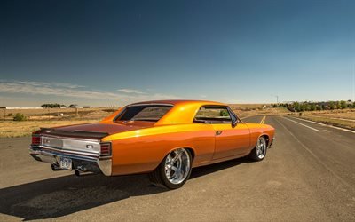 Chevrolet Chevelle, rear view, exterior, orange coupe, tuning Chevelle, retro cars, american classic cars, Chevy Chevelle, Chevrolet