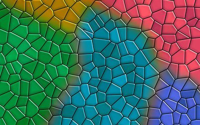 mosaico colorido, Arte 3D, pedras coloridas, a arte abstrata, padr&#245;es de mosaico, fundos coloridos, Texturas 3D, mosaico de texturas, fundo com mosaico