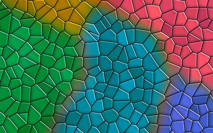 colorful mosaic, 3D art, colorful stones, abstract art, mosaic patterns, colorful backgrounds, 3D textures, mosaic textures, background with mosaic