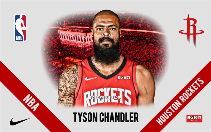 Tyson Chandler, Houston Rockets, Amerikan Basketbol Oyuncusu, NBA, portre, ABD, basketbol, Toyota Center, Houston Rockets logosu